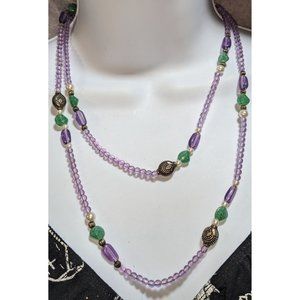 Green And Purple Beaded Necklace